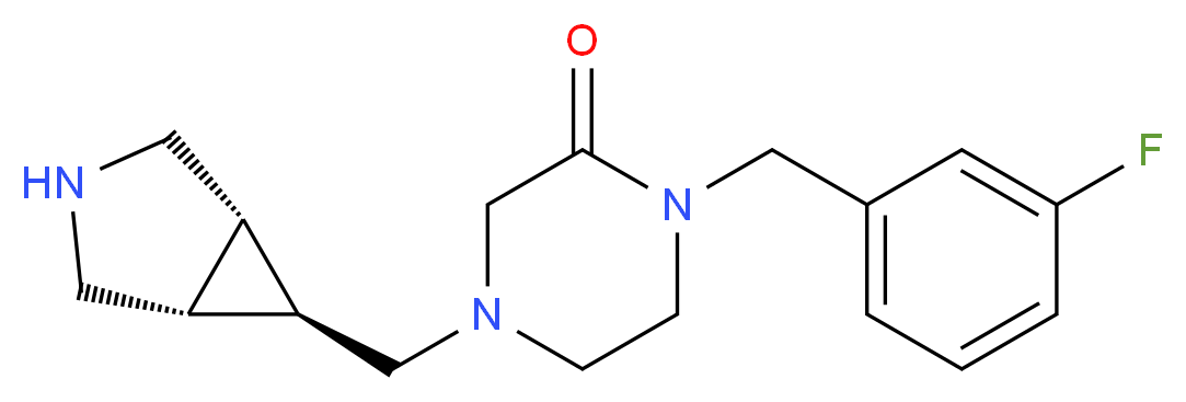 4-[(1R*,5S*,6r)-3-azabicyclo[3.1.0]hex-6-ylmethyl]-1-(3-fluorobenzyl)-2-piperazinone_Molecular_structure_CAS_)