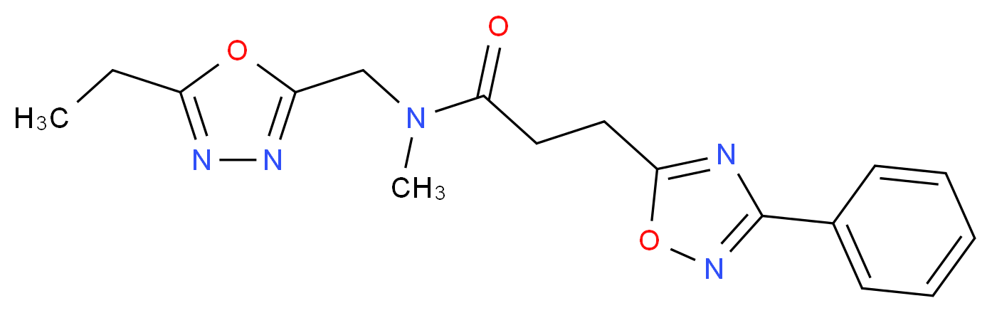 N-[(5-ethyl-1,3,4-oxadiazol-2-yl)methyl]-N-methyl-3-(3-phenyl-1,2,4-oxadiazol-5-yl)propanamide_Molecular_structure_CAS_)