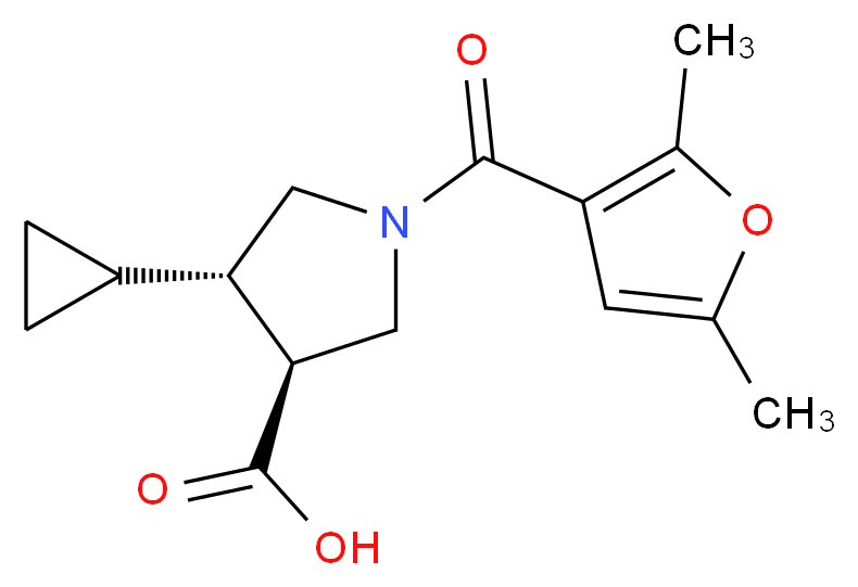 (3S*,4S*)-4-cyclopropyl-1-(2,5-dimethyl-3-furoyl)-3-pyrrolidinecarboxylic acid_Molecular_structure_CAS_)