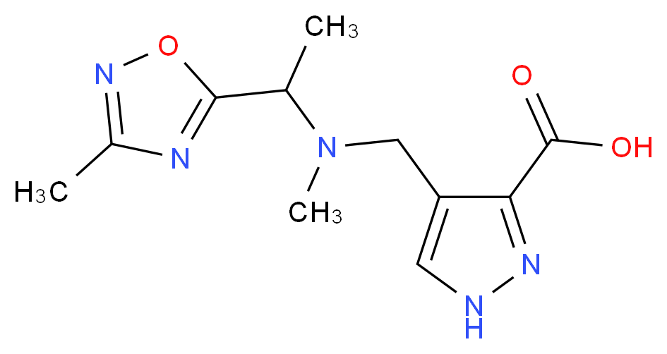 4-({methyl[1-(3-methyl-1,2,4-oxadiazol-5-yl)ethyl]amino}methyl)-1H-pyrazole-3-carboxylic acid_Molecular_structure_CAS_)