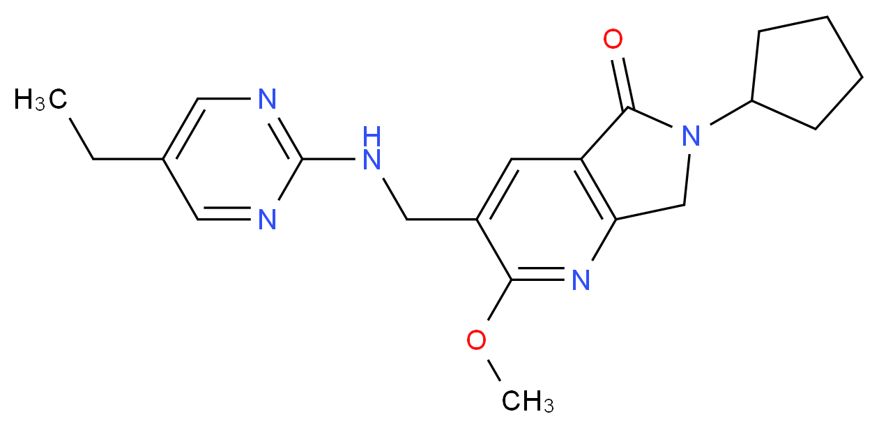 6-cyclopentyl-3-{[(5-ethylpyrimidin-2-yl)amino]methyl}-2-methoxy-6,7-dihydro-5H-pyrrolo[3,4-b]pyridin-5-one_Molecular_structure_CAS_)