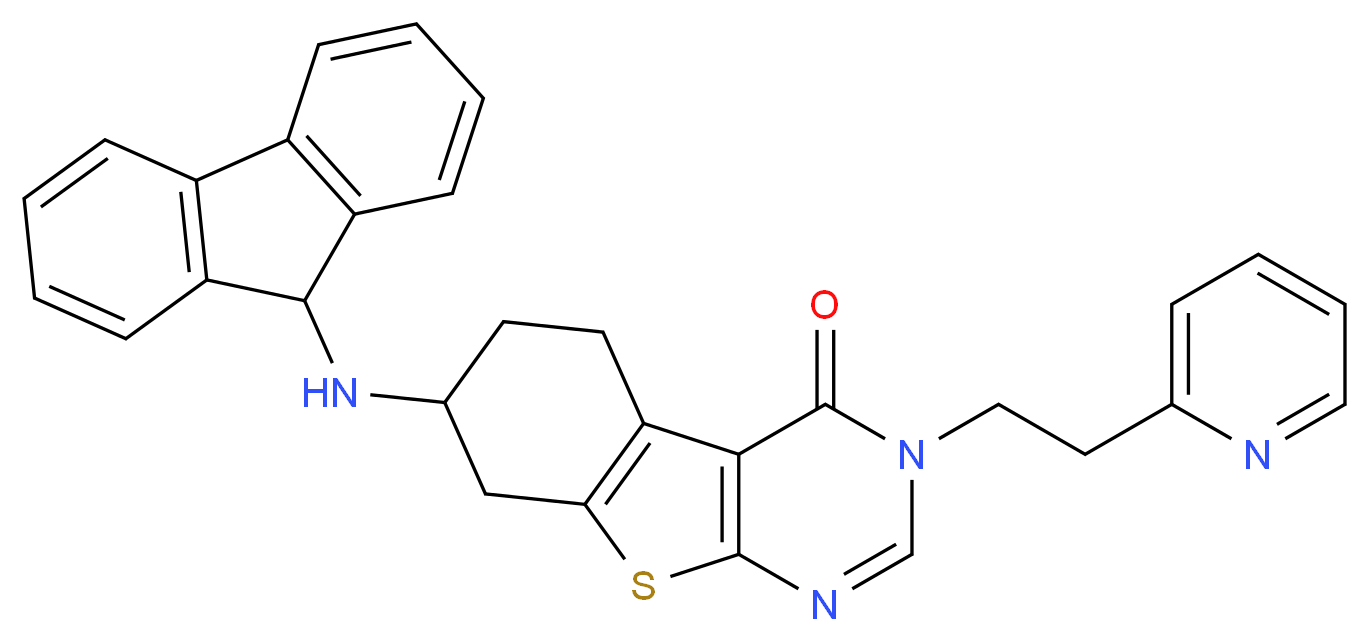 7-(9H-fluoren-9-ylamino)-3-[2-(2-pyridinyl)ethyl]-5,6,7,8-tetrahydro[1]benzothieno[2,3-d]pyrimidin-4(3H)-one_Molecular_structure_CAS_)