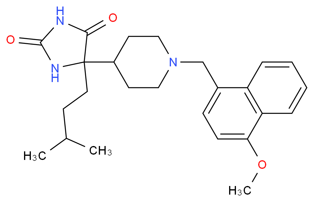 5-{1-[(4-methoxy-1-naphthyl)methyl]-4-piperidinyl}-5-(3-methylbutyl)-2,4-imidazolidinedione_Molecular_structure_CAS_)