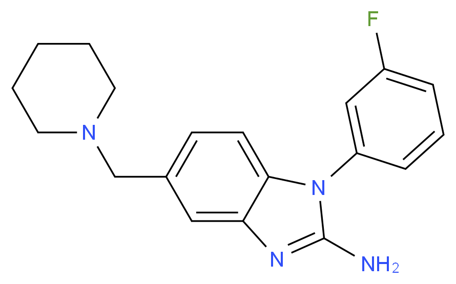 1-(3-fluorophenyl)-5-((piperidin-1-yl)methyl)-1h-benzimidazol-2-amine_Molecular_structure_CAS_509093-98-5)