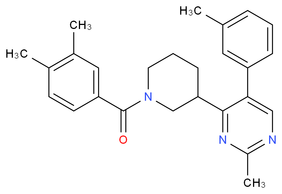 4-[1-(3,4-dimethylbenzoyl)-3-piperidinyl]-2-methyl-5-(3-methylphenyl)pyrimidine_Molecular_structure_CAS_)