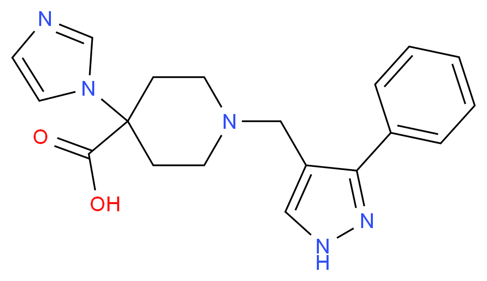 4-(1H-imidazol-1-yl)-1-[(3-phenyl-1H-pyrazol-4-yl)methyl]piperidine-4-carboxylic acid_Molecular_structure_CAS_)
