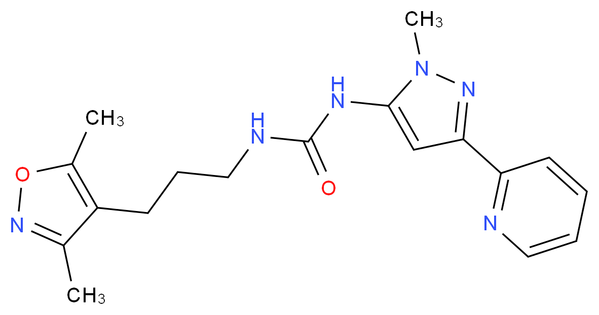 N-[3-(3,5-dimethylisoxazol-4-yl)propyl]-N'-(1-methyl-3-pyridin-2-yl-1H-pyrazol-5-yl)urea_Molecular_structure_CAS_)