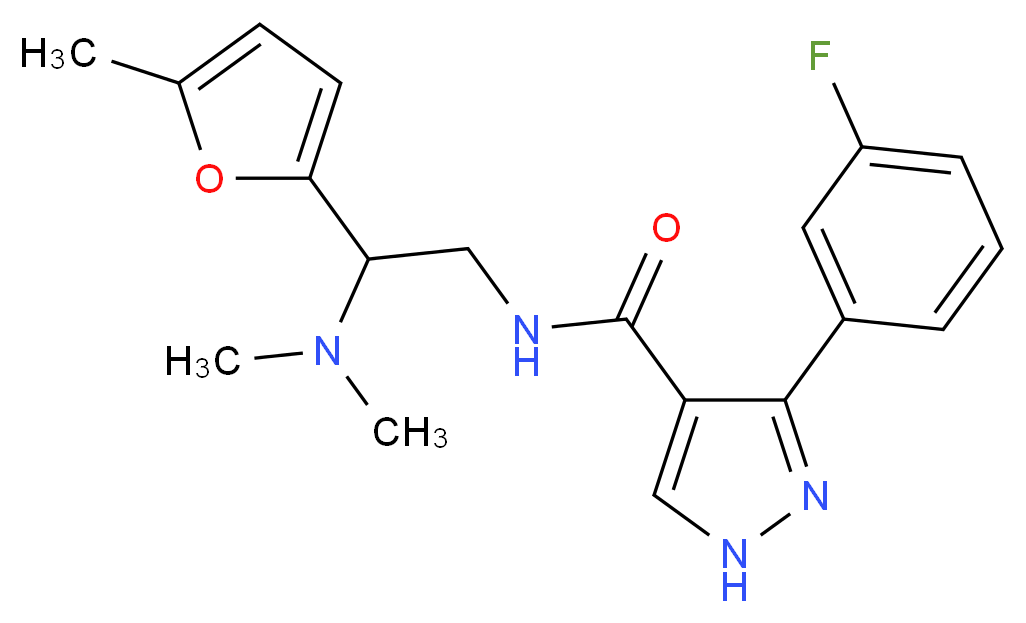 N-[2-(dimethylamino)-2-(5-methyl-2-furyl)ethyl]-3-(3-fluorophenyl)-1H-pyrazole-4-carboxamide_Molecular_structure_CAS_)