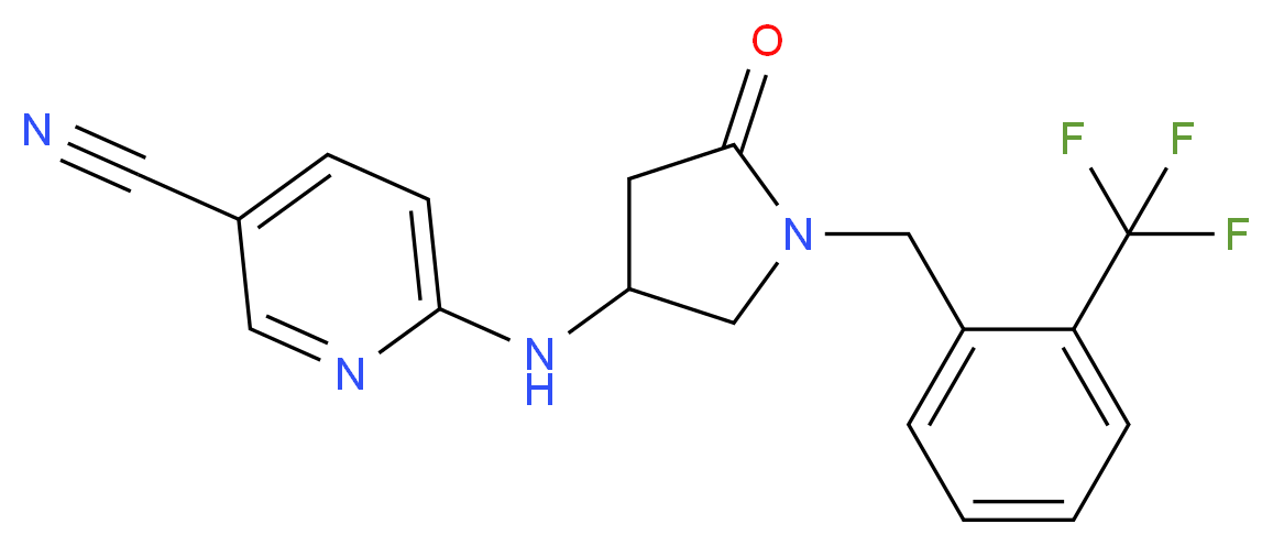 6-({5-oxo-1-[2-(trifluoromethyl)benzyl]pyrrolidin-3-yl}amino)nicotinonitrile_Molecular_structure_CAS_)