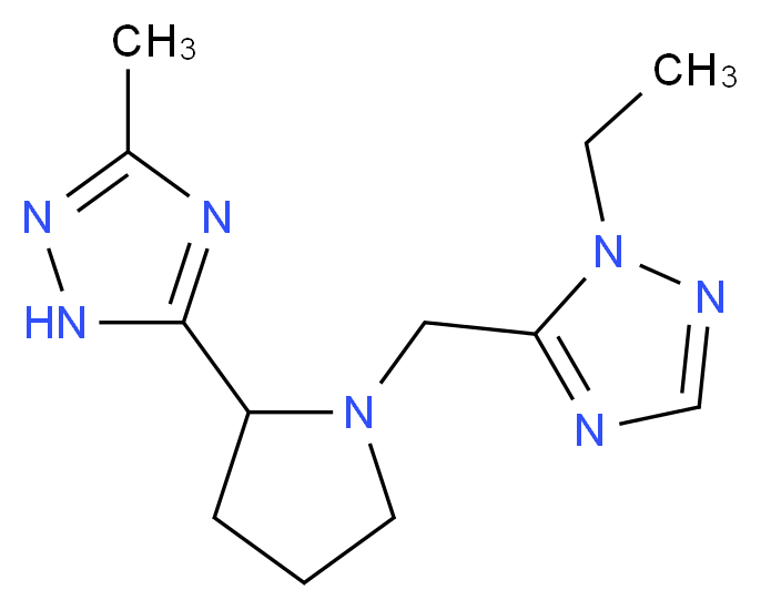 1-ethyl-5-{[2-(3-methyl-1H-1,2,4-triazol-5-yl)pyrrolidin-1-yl]methyl}-1H-1,2,4-triazole_Molecular_structure_CAS_)