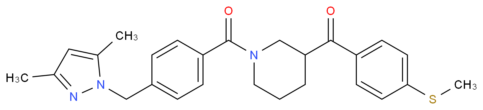 (1-{4-[(3,5-dimethyl-1H-pyrazol-1-yl)methyl]benzoyl}-3-piperidinyl)[4-(methylthio)phenyl]methanone_Molecular_structure_CAS_)