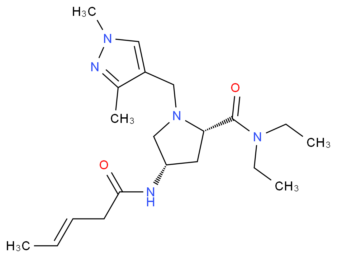 (4S)-1-[(1,3-dimethyl-1H-pyrazol-4-yl)methyl]-N,N-diethyl-4-[(3E)-pent-3-enoylamino]-L-prolinamide_Molecular_structure_CAS_)