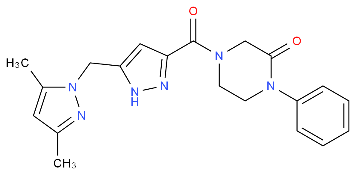 4-({5-[(3,5-dimethyl-1H-pyrazol-1-yl)methyl]-1H-pyrazol-3-yl}carbonyl)-1-phenylpiperazin-2-one_Molecular_structure_CAS_)