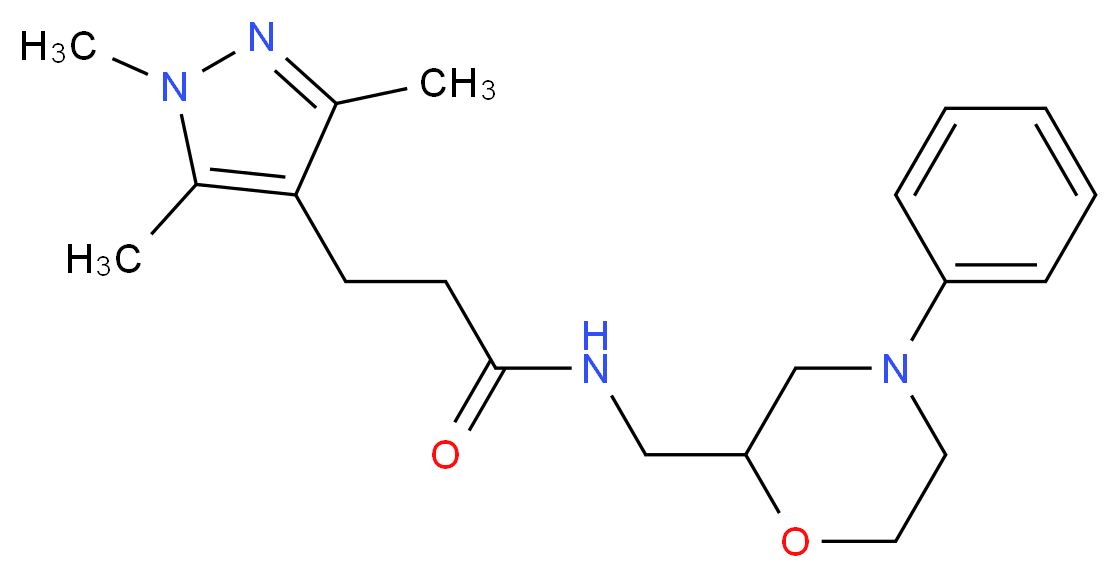 N-[(4-phenyl-2-morpholinyl)methyl]-3-(1,3,5-trimethyl-1H-pyrazol-4-yl)propanamide_Molecular_structure_CAS_)