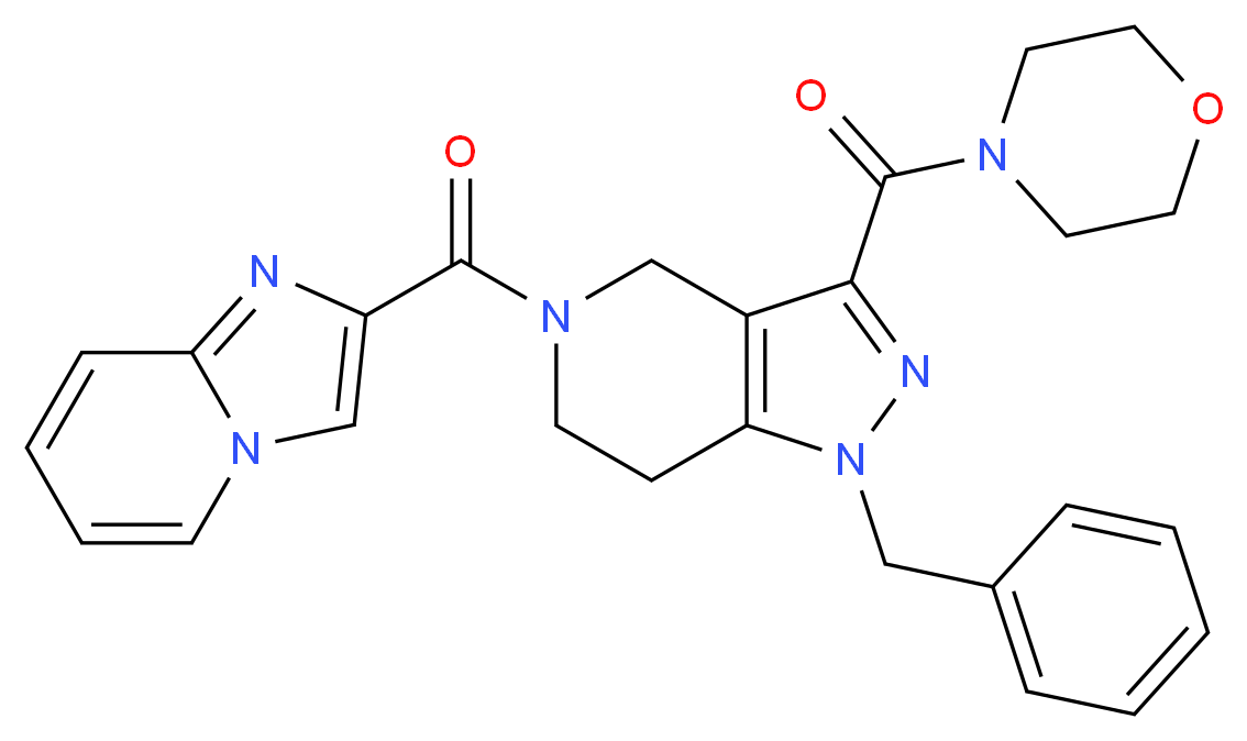 1-benzyl-5-(imidazo[1,2-a]pyridin-2-ylcarbonyl)-3-(4-morpholinylcarbonyl)-4,5,6,7-tetrahydro-1H-pyrazolo[4,3-c]pyridine_Molecular_structure_CAS_)