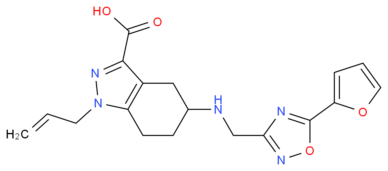 1-allyl-5-({[5-(2-furyl)-1,2,4-oxadiazol-3-yl]methyl}amino)-4,5,6,7-tetrahydro-1H-indazole-3-carboxylic acid_Molecular_structure_CAS_)