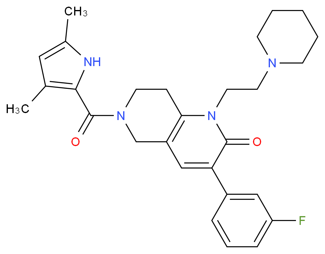 6-[(3,5-dimethyl-1H-pyrrol-2-yl)carbonyl]-3-(3-fluorophenyl)-1-[2-(1-piperidinyl)ethyl]-5,6,7,8-tetrahydro-1,6-naphthyridin-2(1H)-one_Molecular_structure_CAS_)