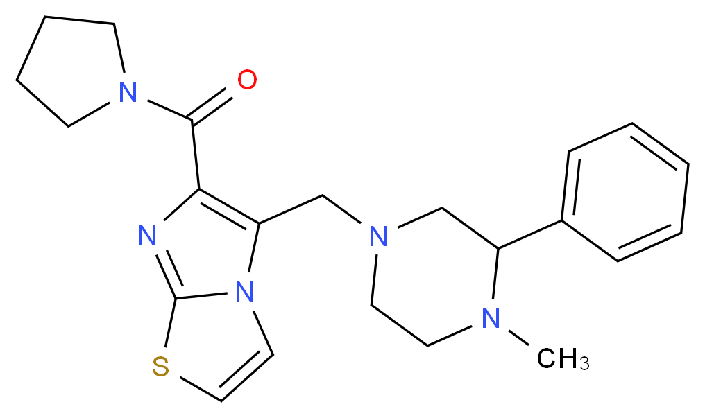 5-[(4-methyl-3-phenyl-1-piperazinyl)methyl]-6-(1-pyrrolidinylcarbonyl)imidazo[2,1-b][1,3]thiazole_Molecular_structure_CAS_)