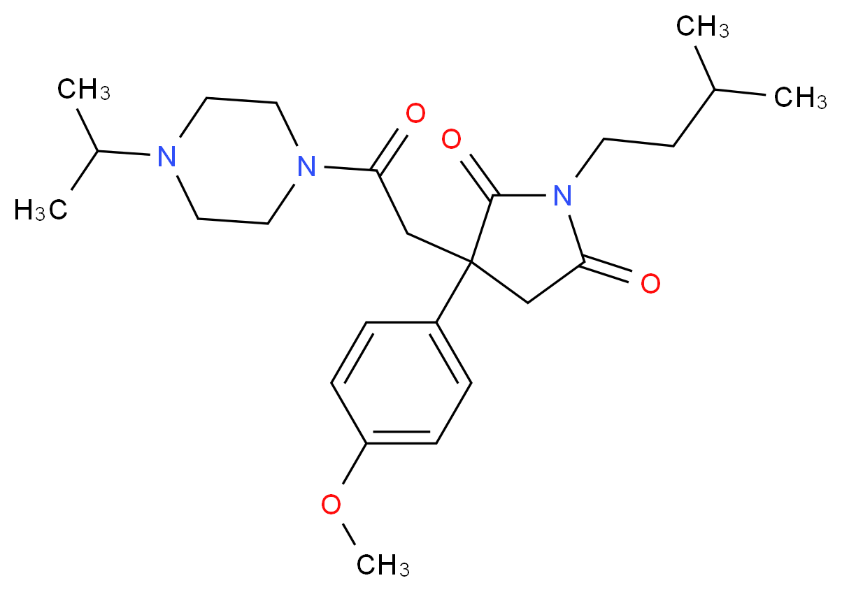 3-[2-(4-isopropyl-1-piperazinyl)-2-oxoethyl]-3-(4-methoxyphenyl)-1-(3-methylbutyl)-2,5-pyrrolidinedione_Molecular_structure_CAS_)