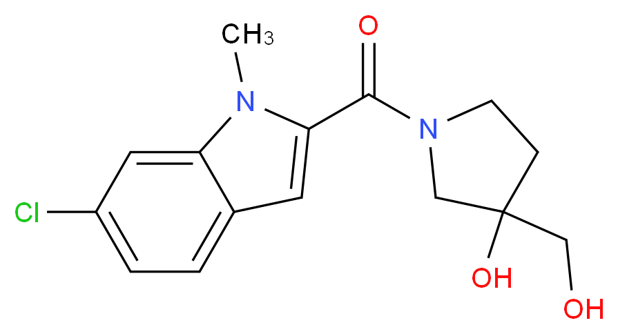 1-[(6-chloro-1-methyl-1H-indol-2-yl)carbonyl]-3-(hydroxymethyl)pyrrolidin-3-ol_Molecular_structure_CAS_)