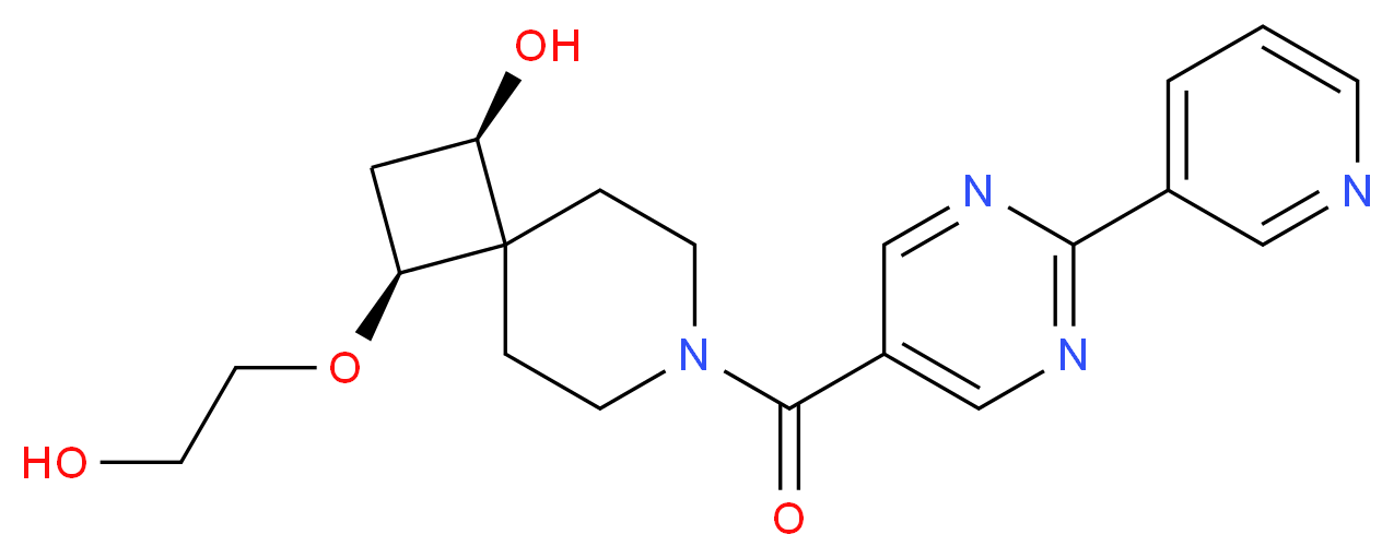 (1R*,3S*)-3-(2-hydroxyethoxy)-7-[(2-pyridin-3-ylpyrimidin-5-yl)carbonyl]-7-azaspiro[3.5]nonan-1-ol_Molecular_structure_CAS_)