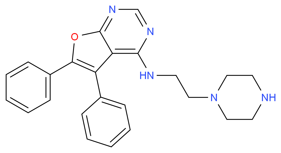 5,6-DIPHENYL-N-(2-PIPERAZIN-1-YLETHYL)FURO[2,3-D]PYRIMIDIN-4-AMINE_Molecular_structure_CAS_)