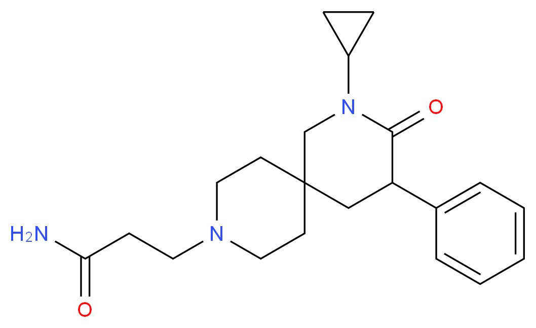 3-(2-cyclopropyl-3-oxo-4-phenyl-2,9-diazaspiro[5.5]undec-9-yl)propanamide_Molecular_structure_CAS_)