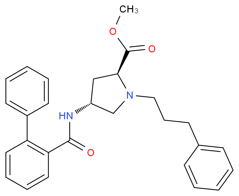 methyl (4R)-4-[(2-biphenylylcarbonyl)amino]-1-(3-phenylpropyl)-L-prolinate_Molecular_structure_CAS_)