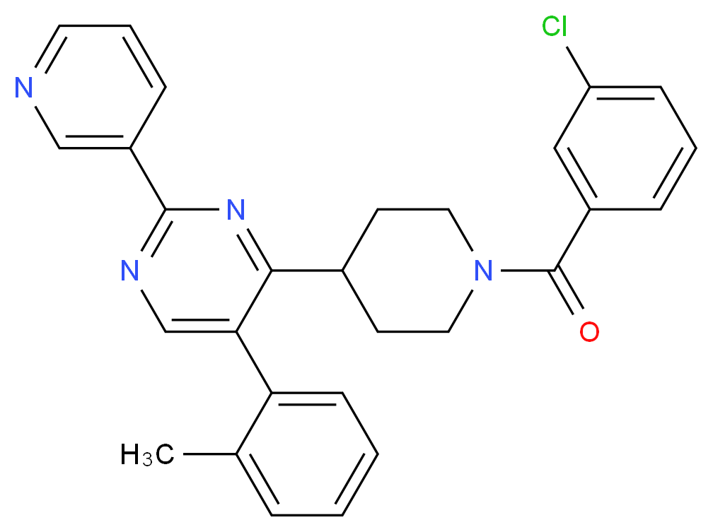 4-[1-(3-chlorobenzoyl)-4-piperidinyl]-5-(2-methylphenyl)-2-(3-pyridinyl)pyrimidine_Molecular_structure_CAS_)