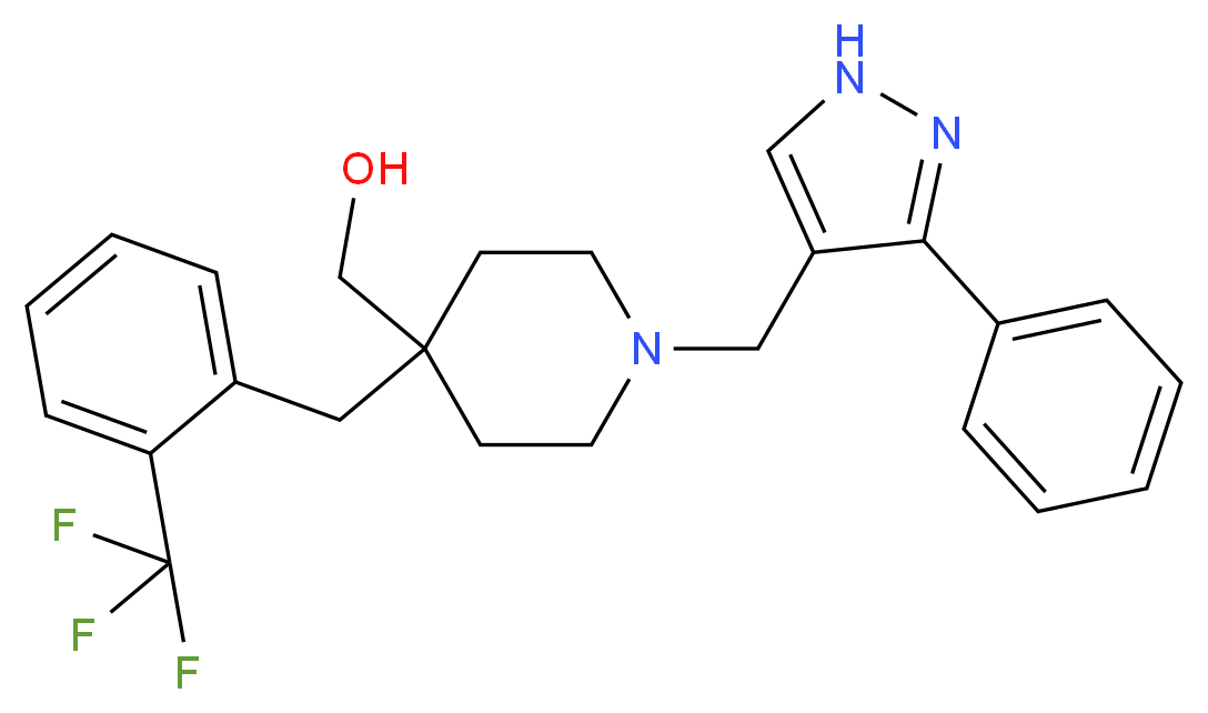 {1-[(3-phenyl-1H-pyrazol-4-yl)methyl]-4-[2-(trifluoromethyl)benzyl]-4-piperidinyl}methanol_Molecular_structure_CAS_)