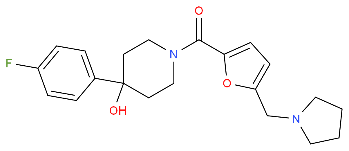 4-(4-fluorophenyl)-1-[5-(pyrrolidin-1-ylmethyl)-2-furoyl]piperidin-4-ol_Molecular_structure_CAS_)