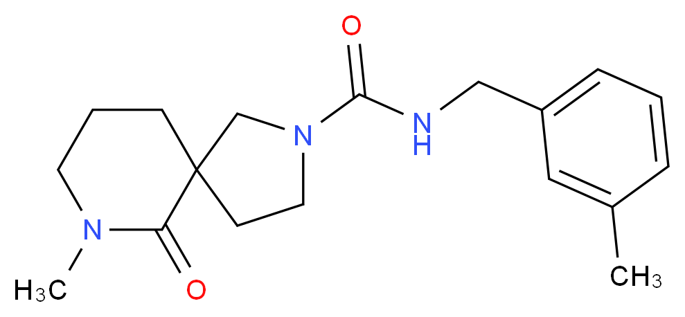 7-methyl-N-(3-methylbenzyl)-6-oxo-2,7-diazaspiro[4.5]decane-2-carboxamide_Molecular_structure_CAS_)
