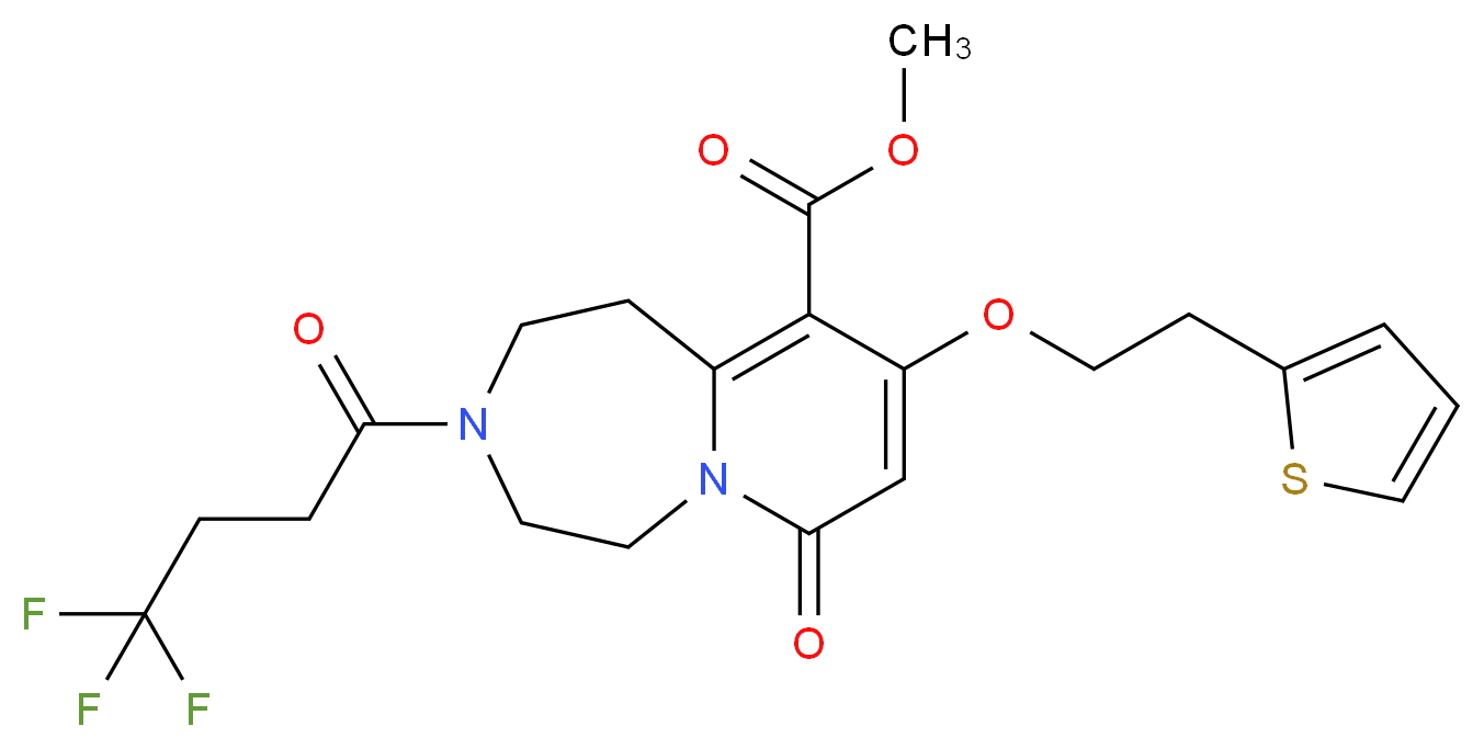 methyl 7-oxo-9-[2-(2-thienyl)ethoxy]-3-(4,4,4-trifluorobutanoyl)-1,2,3,4,5,7-hexahydropyrido[1,2-d][1,4]diazepine-10-carboxylate_Molecular_structure_CAS_)