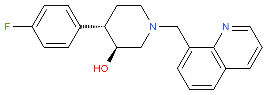 (3S*,4S*)-4-(4-fluorophenyl)-1-(quinolin-8-ylmethyl)piperidin-3-ol_Molecular_structure_CAS_)