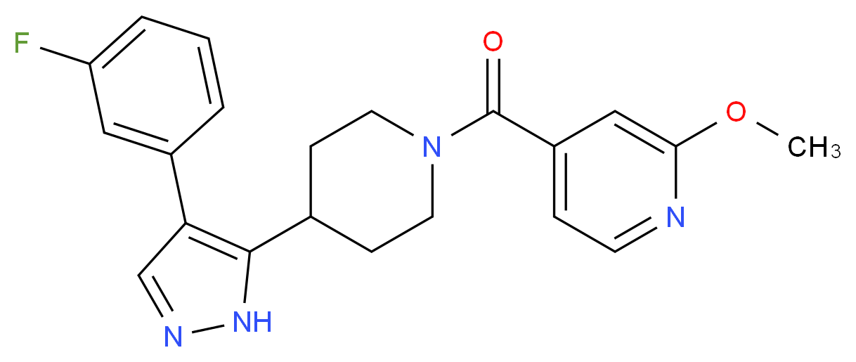4-({4-[4-(3-fluorophenyl)-1H-pyrazol-5-yl]piperidin-1-yl}carbonyl)-2-methoxypyridine_Molecular_structure_CAS_)