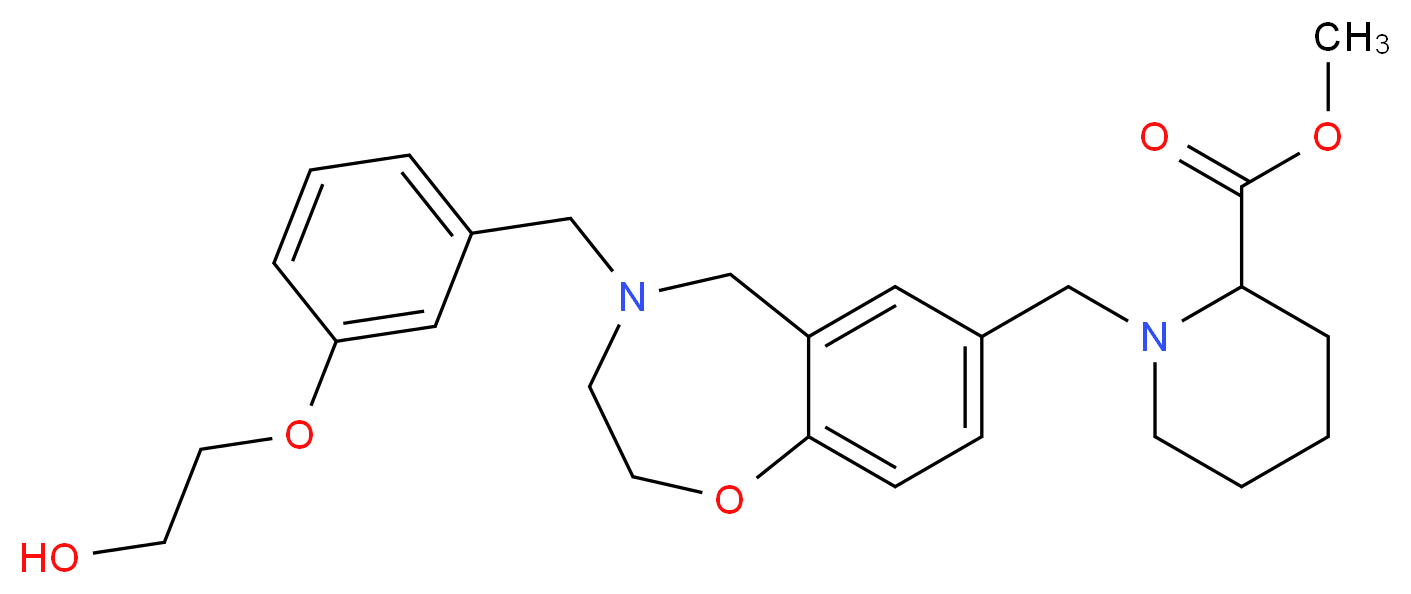 methyl 1-({4-[3-(2-hydroxyethoxy)benzyl]-2,3,4,5-tetrahydro-1,4-benzoxazepin-7-yl}methyl)-2-piperidinecarboxylate_Molecular_structure_CAS_)