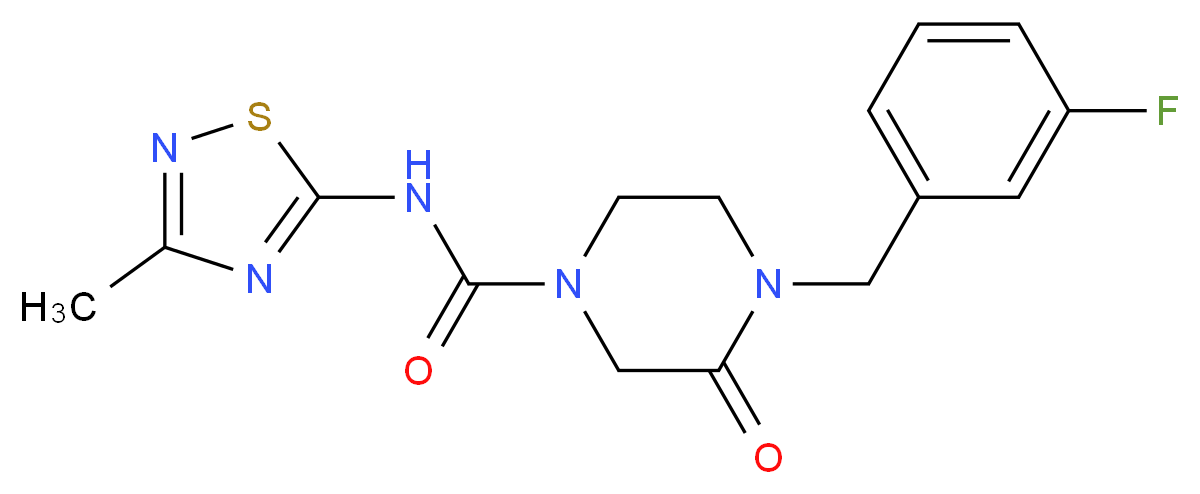 4-(3-fluorobenzyl)-N-(3-methyl-1,2,4-thiadiazol-5-yl)-3-oxopiperazine-1-carboxamide_Molecular_structure_CAS_)