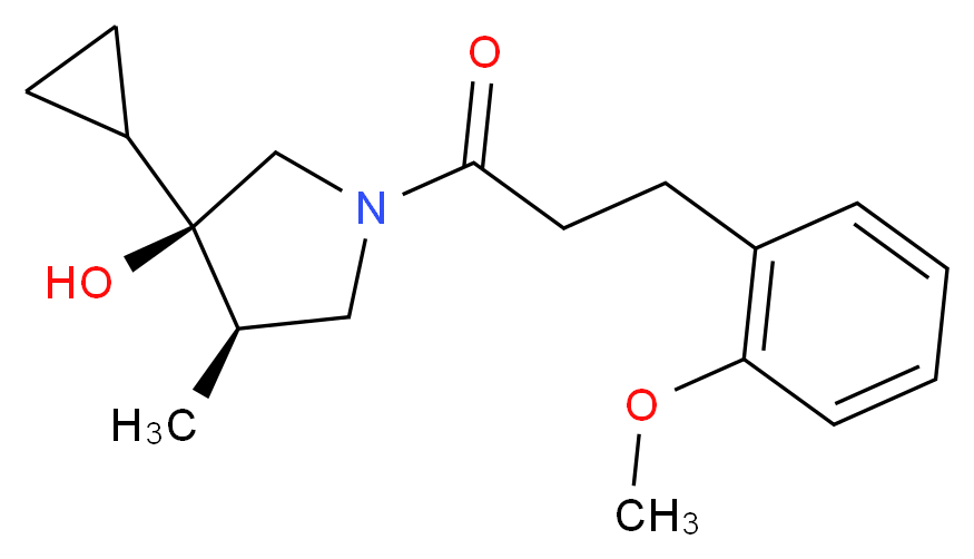 (3R*,4R*)-3-cyclopropyl-1-[3-(2-methoxyphenyl)propanoyl]-4-methyl-3-pyrrolidinol_Molecular_structure_CAS_)