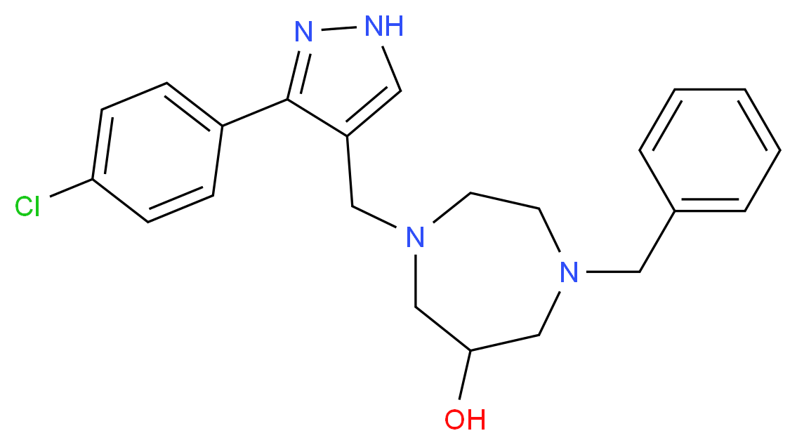 1-benzyl-4-{[3-(4-chlorophenyl)-1H-pyrazol-4-yl]methyl}-1,4-diazepan-6-ol_Molecular_structure_CAS_)