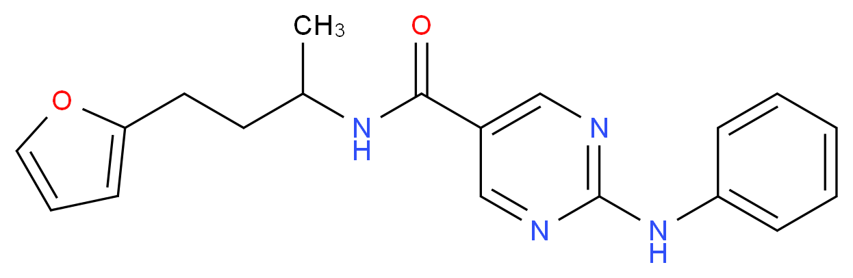 2-anilino-N-[3-(2-furyl)-1-methylpropyl]-5-pyrimidinecarboxamide_Molecular_structure_CAS_)