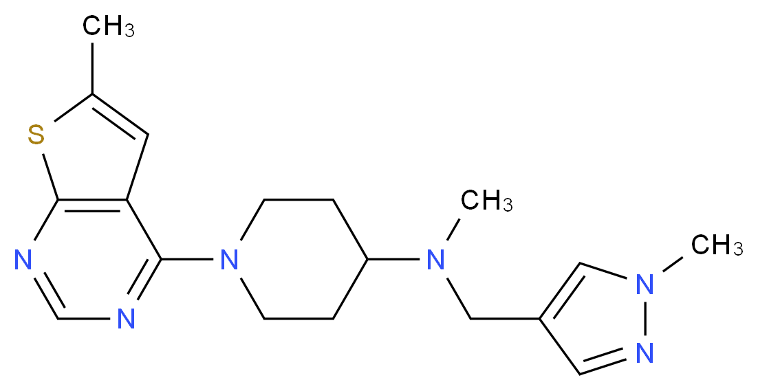 N-methyl-N-[(1-methyl-1H-pyrazol-4-yl)methyl]-1-(6-methylthieno[2,3-d]pyrimidin-4-yl)piperidin-4-amine_Molecular_structure_CAS_)