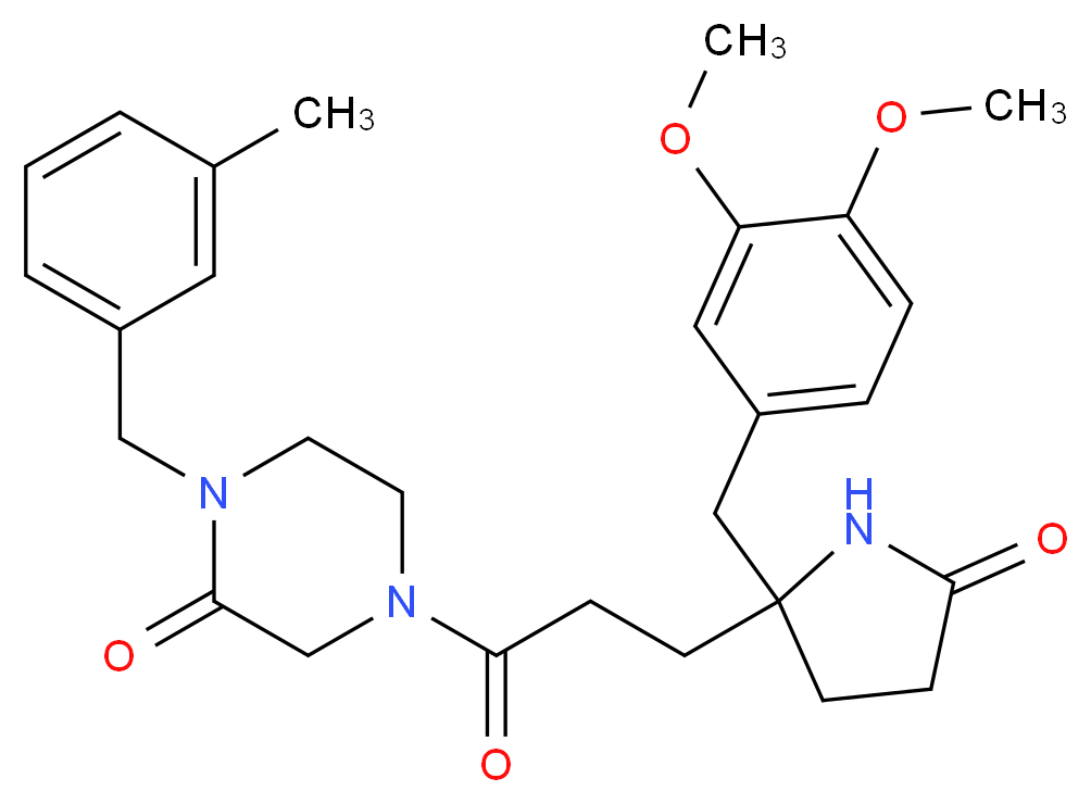 4-{3-[2-(3,4-dimethoxybenzyl)-5-oxo-2-pyrrolidinyl]propanoyl}-1-(3-methylbenzyl)-2-piperazinone_Molecular_structure_CAS_)