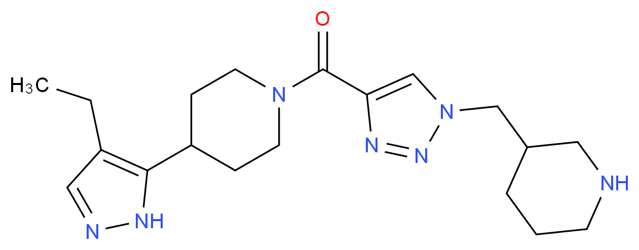 4-(4-ethyl-1H-pyrazol-5-yl)-1-{[1-(piperidin-3-ylmethyl)-1H-1,2,3-triazol-4-yl]carbonyl}piperidine_Molecular_structure_CAS_)