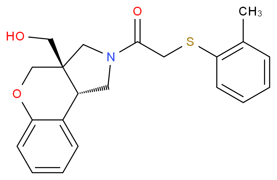 [(3aS*,9bS*)-2-{[(2-methylphenyl)thio]acetyl}-1,2,3,9b-tetrahydrochromeno[3,4-c]pyrrol-3a(4H)-yl]methanol_Molecular_structure_CAS_)