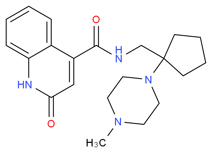 N-{[1-(4-methylpiperazin-1-yl)cyclopentyl]methyl}-2-oxo-1,2-dihydroquinoline-4-carboxamide_Molecular_structure_CAS_)