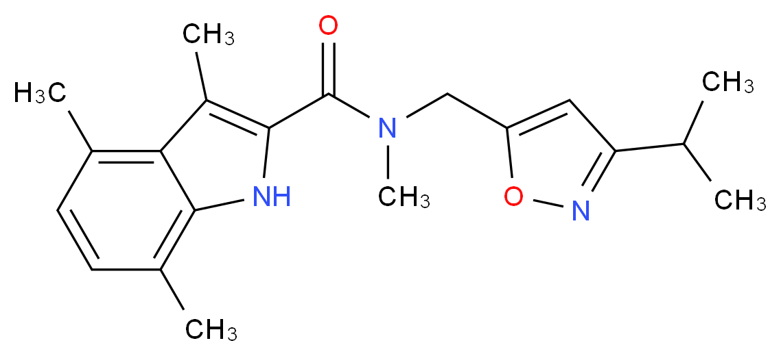 N-[(3-isopropyl-5-isoxazolyl)methyl]-N,3,4,7-tetramethyl-1H-indole-2-carboxamide_Molecular_structure_CAS_)