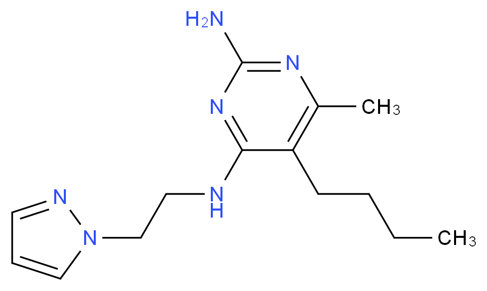 5-butyl-6-methyl-N~4~-[2-(1H-pyrazol-1-yl)ethyl]pyrimidine-2,4-diamine_Molecular_structure_CAS_)