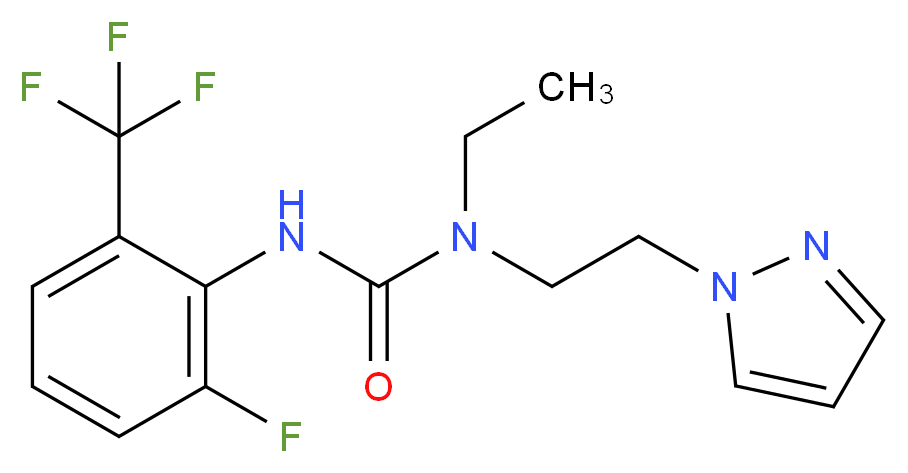 N-ethyl-N'-[2-fluoro-6-(trifluoromethyl)phenyl]-N-[2-(1H-pyrazol-1-yl)ethyl]urea_Molecular_structure_CAS_)