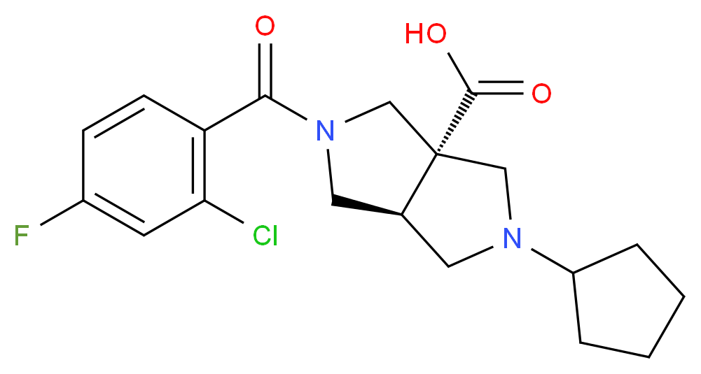 (3aS*,6aS*)-2-(2-chloro-4-fluorobenzoyl)-5-cyclopentylhexahydropyrrolo[3,4-c]pyrrole-3a(1H)-carboxylic acid_Molecular_structure_CAS_)