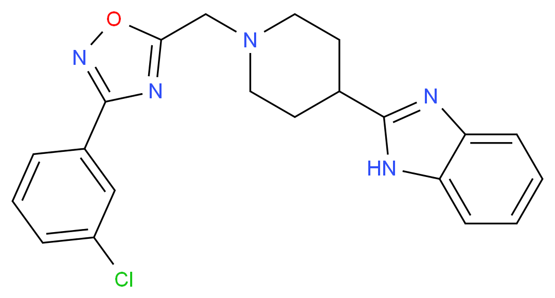 2-(1-{[3-(3-chlorophenyl)-1,2,4-oxadiazol-5-yl]methyl}-4-piperidinyl)-1H-benzimidazole_Molecular_structure_CAS_)